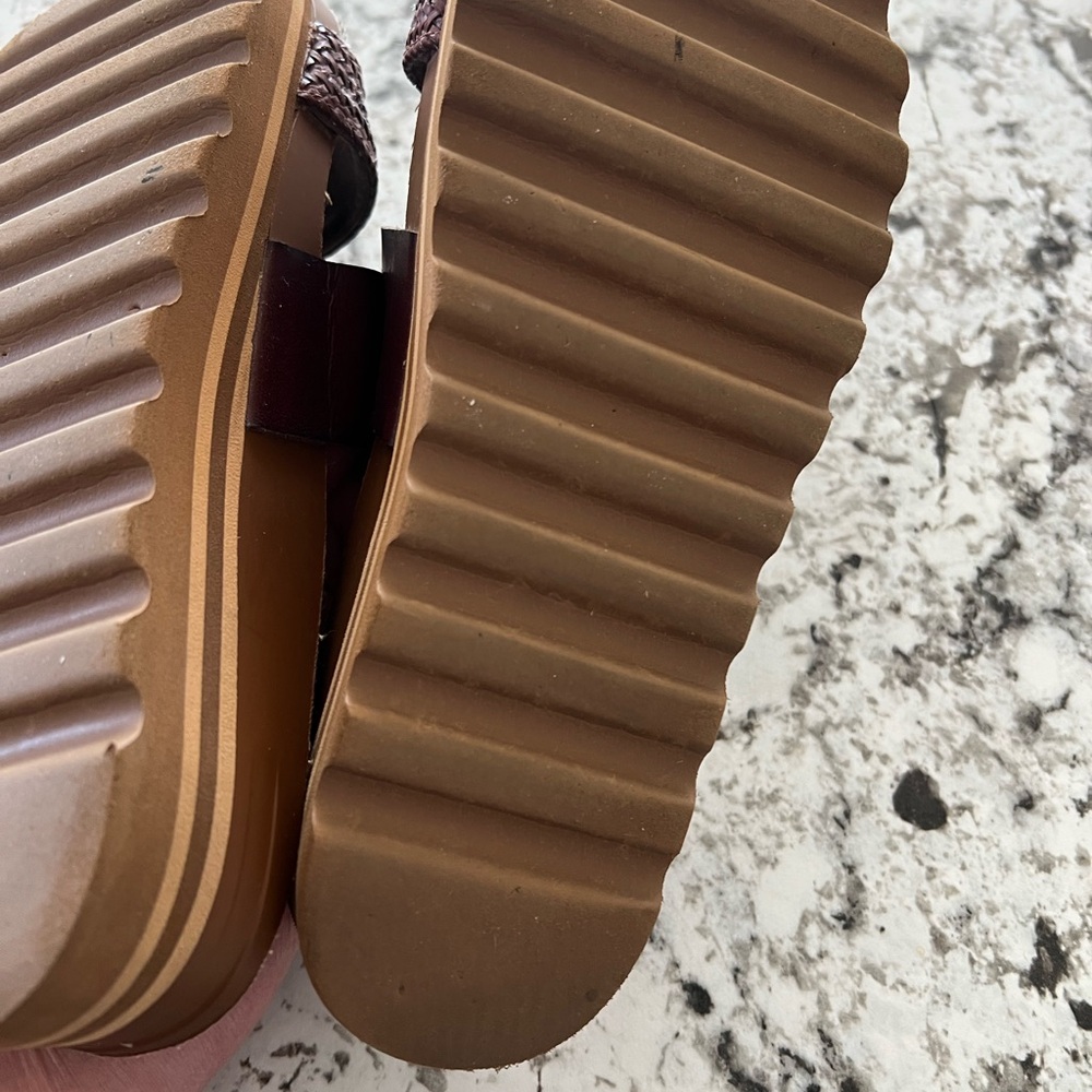 REEF- Size 10-Chocolate Braided & Smooth Double Strap Platform Slides - Picture 6 of 7